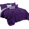 thumbnail image 1 of Mocassi Oversized Comforter Set, Amy 12-Piece Bed-in-a-Bag, Down Alternative Bedding with Matching Shams and Decorative Pillows, King/California King, Purple, 1 of 8