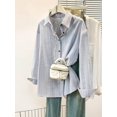 thumbnail image 2 of Women Regular‑Fit Striped Collared Long‑Sleeve Button‑Up Shirt, Casual Daily Blouse, 2 of 11