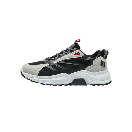 

Lacyhop Mens Hiking Comfortable Athletic Shoes Lightweight Round Toe Anti Slip Sneaker Black Red 7