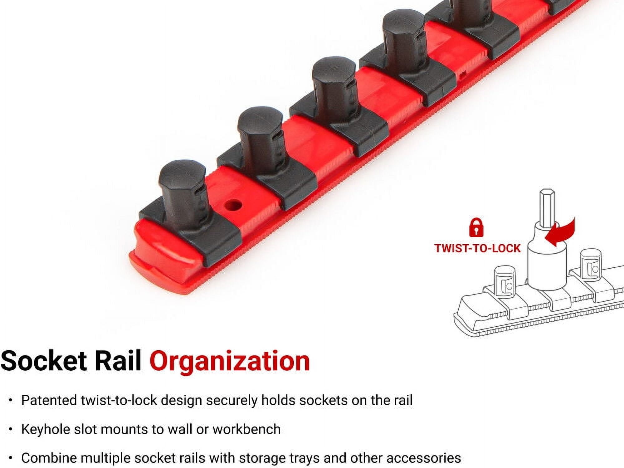 TEKTON 1/2 Inch Drive Hex Bit Socket Set with Rail, 14-Piece (6 - 19 mm) | SHB92102
