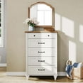 thumbnail image 3 of Mid Century Dresser with 5 Drawers, Tall Kids Dresser TV Stand for Living Room Kids Room, White, 3 of 6