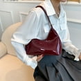 thumbnail image 4 of Bolso Media para Mujer Bolso Mano Informal Charol Bolso Comprador para Niña (rojo Vino), 4 of 9