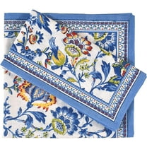 Fingercraft Cloth Napkin, Cotton Linen Blend Printed Table Napkins, Soft and Absorbent Fabric, 12 piece , 20x20In Blue Floral