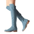 thumbnail image 5 of YDN Women Comfortable Pull On Over The Knee Flats Heels Boots Round Closed Toe Knee High Low Heels Winter Shoes Size 13 Blue, 5 of 5