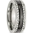 thumbnail image 4 of Stainless Steel With Sawtooth Accent & Black Ceramic Center Band (Size 9) Made In China sr245-9, 4 of 5