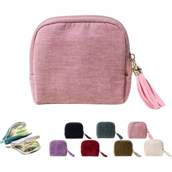 Jewelry Zippered Pocket Case Travel Jewelry Bag Portable Organizer, Small Jewelries Pouch Bags with Zipper (pink)