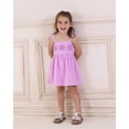 thumbnail image 4 of 12 Months Baby Girls Dress 18 Months Girls Sleeveless Dress Flower Solid Color Toddler Girls Off-the-shoulder Summer Suspender Dress Purple, 4 of 9