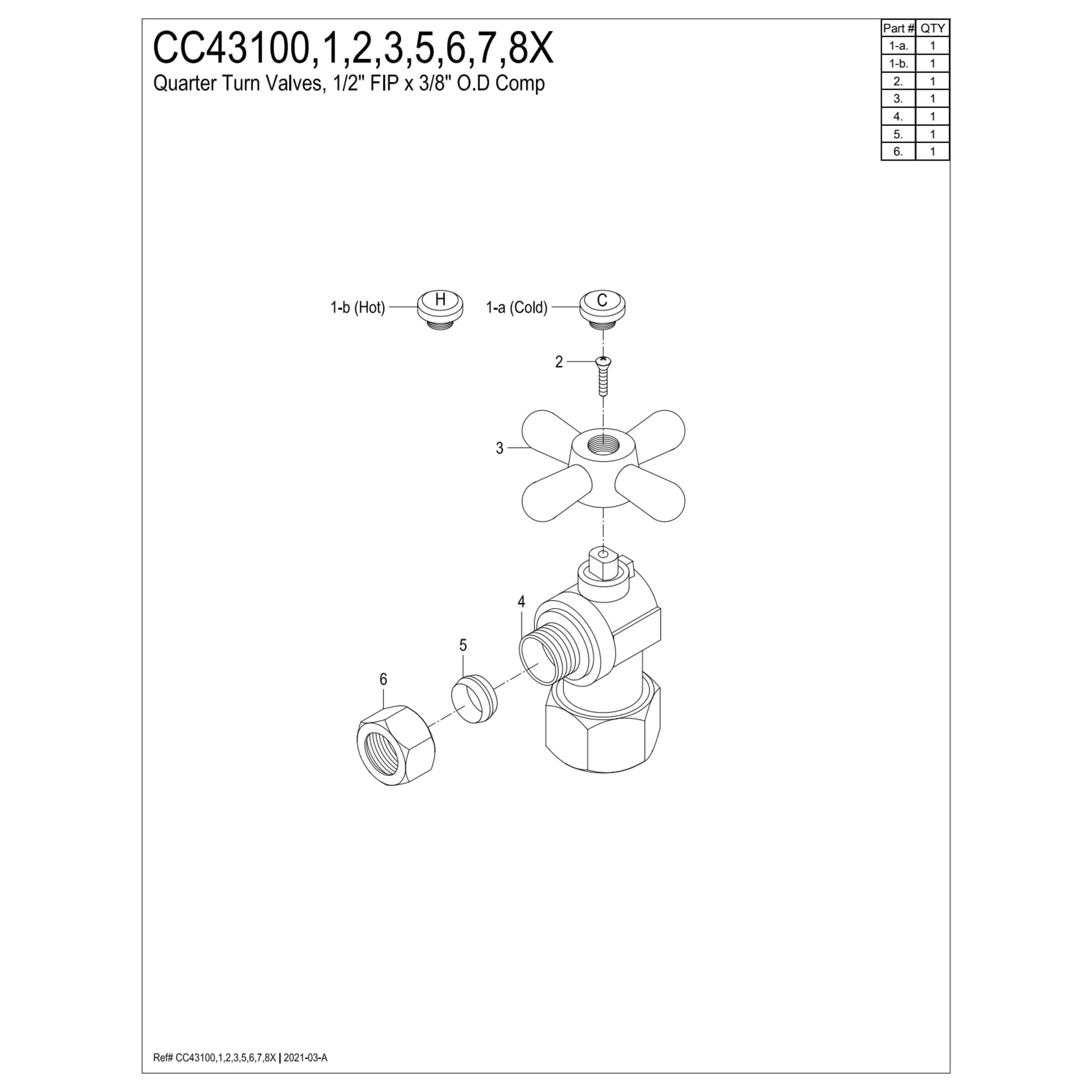 Kingston Brass CC43103X 1/2-Inch FIP x 3/8-Inch O.D. Comp Quarter-Turn Angle Shut-Off Valve in Antique Brass