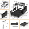 thumbnail image 4 of Riousery 2 Tier Dish Drying Rack for Kitchen Counter, Large Dish Rack Drain Set with Utensil Holder,Cups Holder,Foldable,Black, 4 of 8