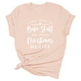 thumbnail image 4 of Débardeurs de Noël pour Femmes à Col Rond Imprimé Manches Courtes T-Shirts Décontractés en Coton, 4 of 5
