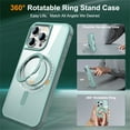 thumbnail image 2 of ELEHOLD for iPhone 14 Plus Case Matte Translucent Cover with 360° Rotatable Foldable Ring Holder Stand Strong Magnetic Compatible with MagSafe Shockproof Protection Case,blue, 2 of 7