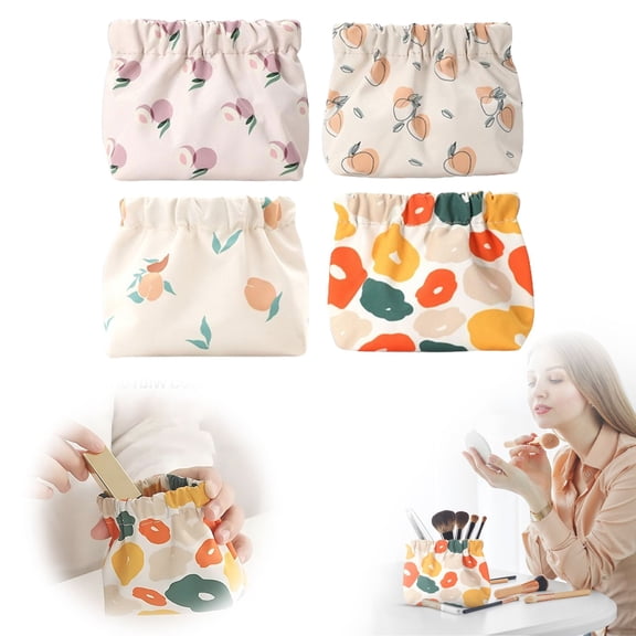 1X Printed Storage Cosmetic Bag Portable Storage Bag for Purse Jewelry Makeup Purse Printed Storage Bag Portable Lipstick Organizer Self Closing Purse Makeup Bag for Women Organizer Travel