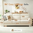 thumbnail image 5 of Muumblus 84" 3-Seater Sofa, Modern Deep Seat Nailhead Trim Couch with Curved Arms and Metal Legs for Living Room, Beige, 5 of 10