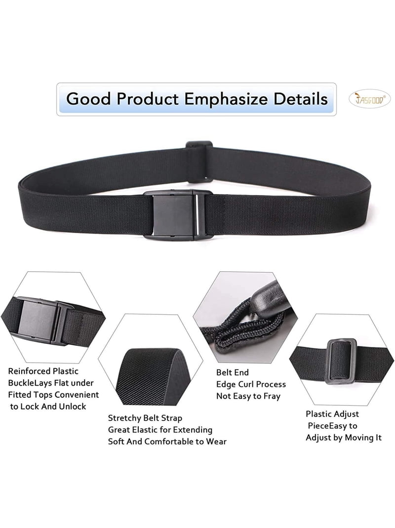 No Show Women Stretch Belt Invisible Elastic Web Strap Belt with Flat Buckle for Amazon.com: Bremorou 2PCS No Show Women main image 4
