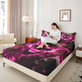 thumbnail image 3 of Castle Fairy Gothic Octopus Falme Skull Bed Sheets 4-Piece,Happy Halloween Full Size Sheets,Magenta Black,1 Fitted Sheet,1 Flat Sheet and 2 Pillowcases, 3 of 6