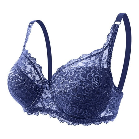 Daqian Clearance Bras for Women Womens Solid Lace Lingerie Bras Plus Size Underwear Bralette Bras Comfortable Bra Women Bras on Sale Dark Blue 10(XL)