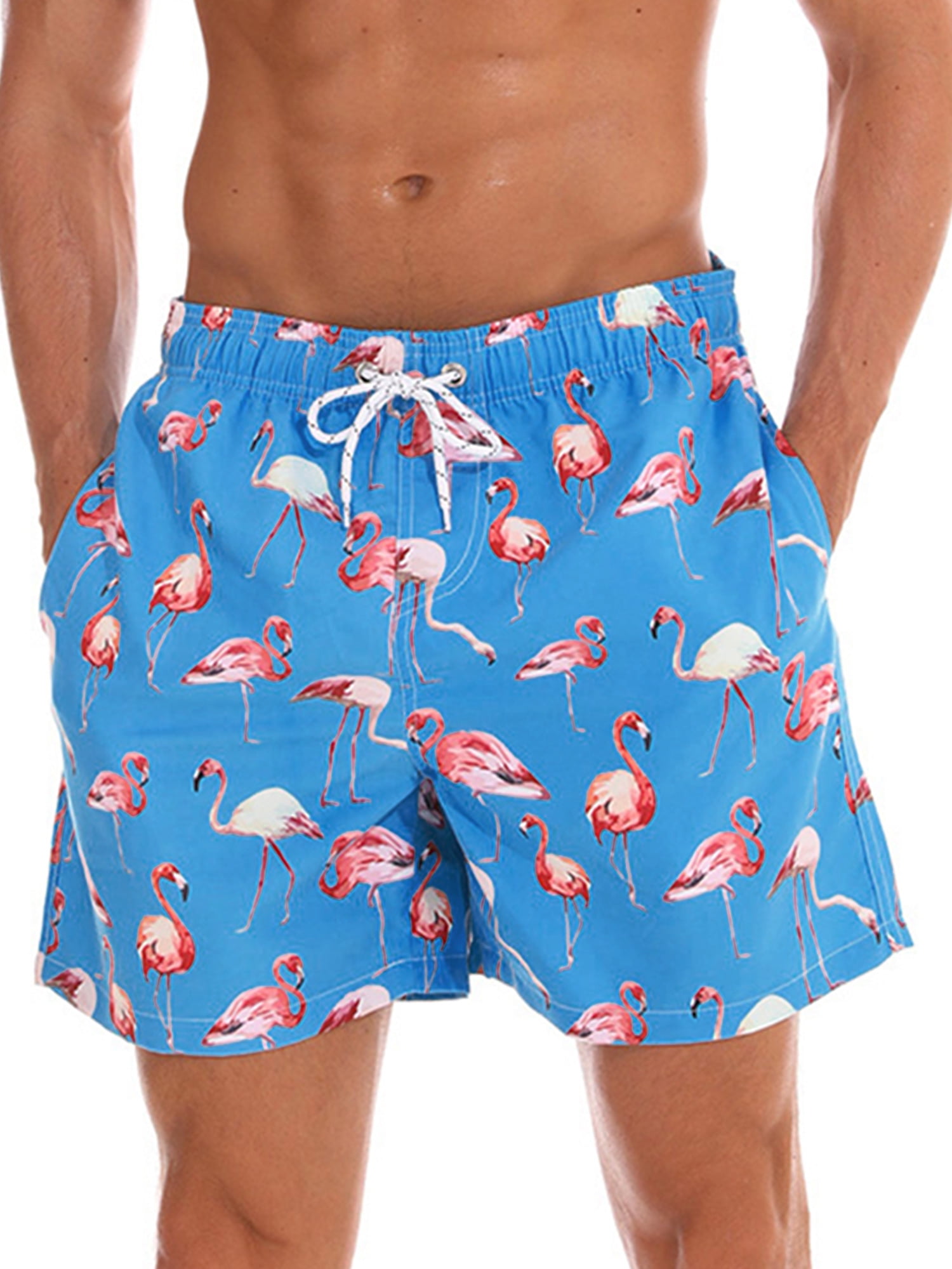 Mens Swim Trunks Pretty Daisy Floral Print Printed Beach Board Shorts with Pockets Cool Novelty Bathing Suits for Teen Boys