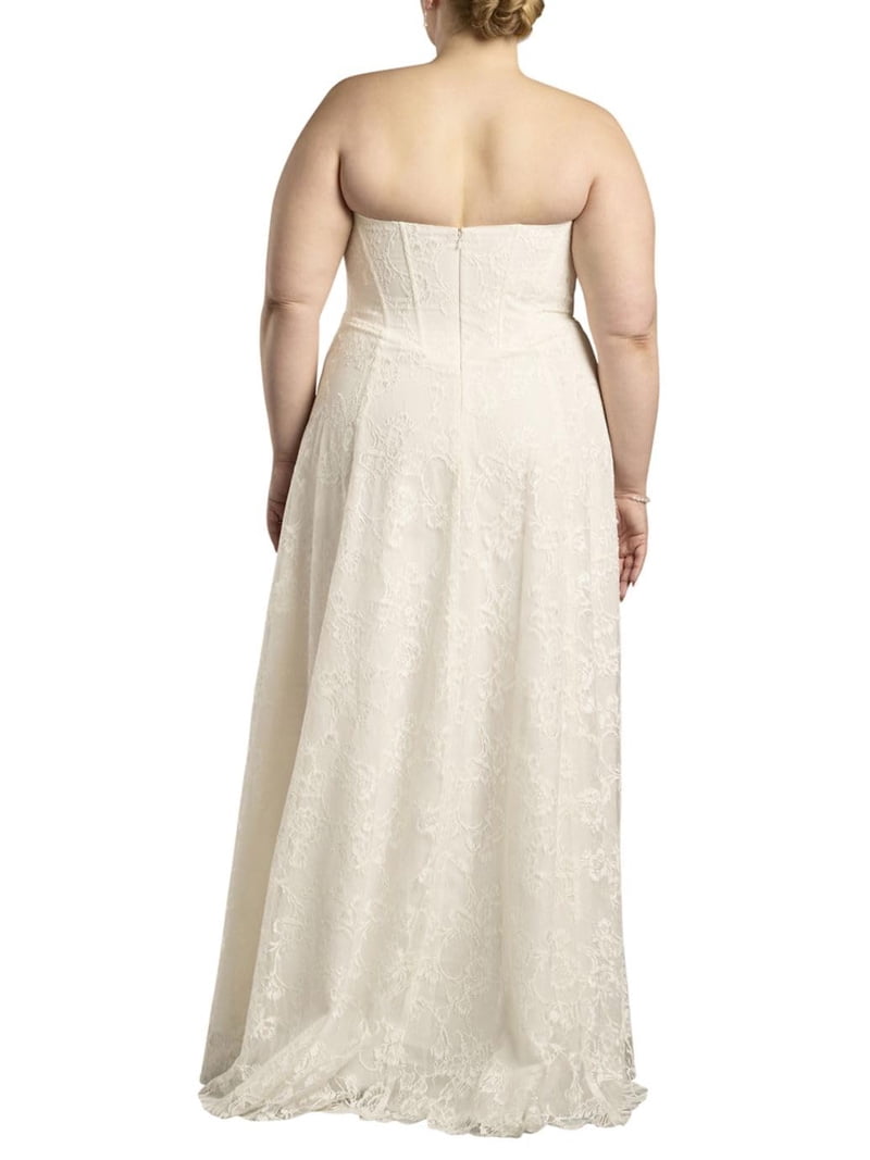 david's bridal strapless lace dress David's Bridal Jewel Strapless Tulle Beaded Lace Blush Pink Wedding Dress