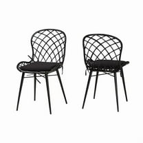 Baxton Studio Sabelle Bohemian Black Finished Rattan and Metal Dining Chair