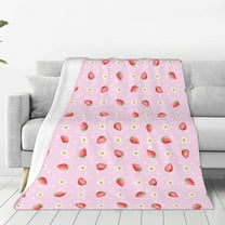 Strawberry Daisy Blanket, Gifts for Adult Throw Blankets, Lightweight Cozy Soft Flannel Blankets for Home Decor Sofa Bed Couch 40"x30"
