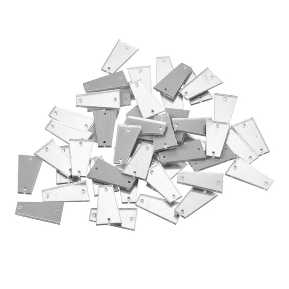 50pcs Sew on Acrylic Irregular Mirror Piece DIY Mirrored Rhinestones Mirror Beads for Evening Dresses Silver 23x13mm