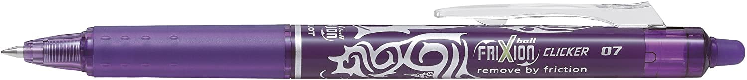 Pilot Frixion Clicker Retractable Erasable Rollerball 0.7 mm Tip - Violet/Pink/Turquoise, Pack of 3 Violet/ Pink/ Turquoise triple