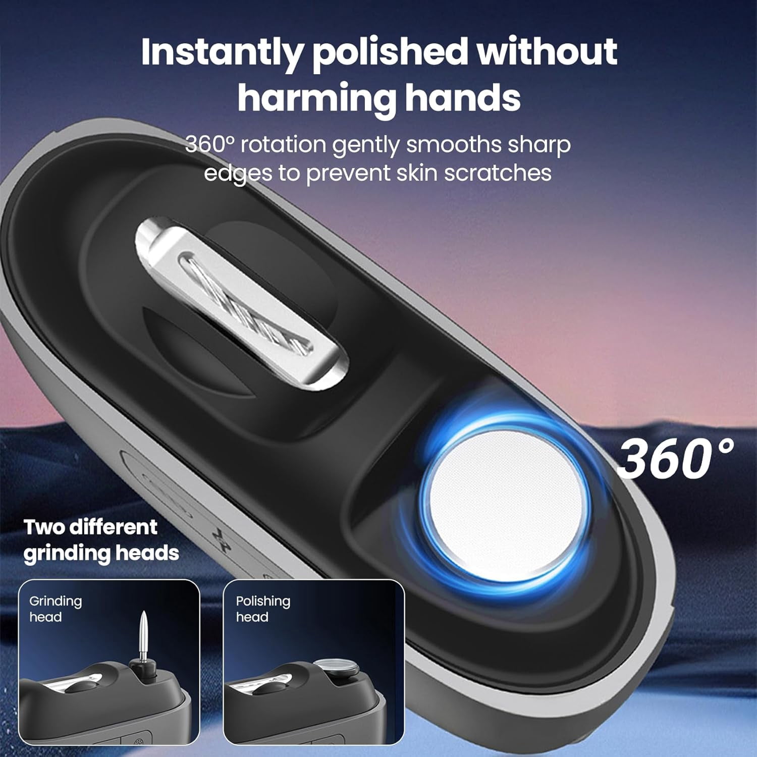 Aorsher 3-in-1 Electric Nail Clipper with LED Light, 2-Speed Automatic Nail Trimmer for Seniors & Adults, Safe & Portable, USB Rechargeable, Dark Grey