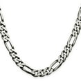 thumbnail image 3 of Auriga 925 Sterling Silver Antiqued 9 mm Figaro Chain Necklace for Mens 28", 3 of 5