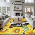 thumbnail image 3 of Farm Cow Sunflower Large Area Rugs 6x9 ft Country Farmhouse Yellow Flower Abstract Black Checkered Washable Rug Non Slip Indoor Carpet Absorbent Floor Mat for Living Room Bedroom Dining Room, 3 of 9