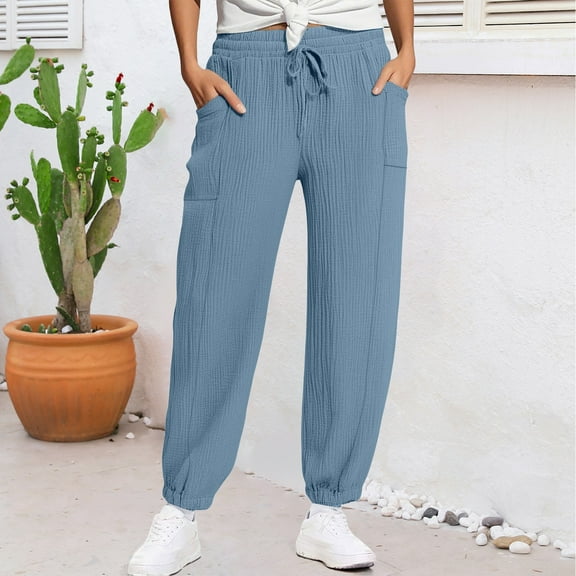 BILIKEYU Women's Linen Wide Leg Casual Loose High Waist Pants, cargo pants women baggy, womens pants, women's clothing