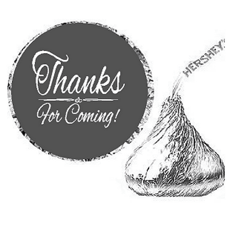 Silver Cross Bookmark Favors - 216ct Grey Thanks for Coming Party Favor Hersheys Kisses Candy Decoration Stickers / Labels
