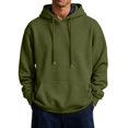 thumbnail image 2 of Men's Hoodies Fleece Pullover Hoodies for Men with Kangaroo Pocket Casual Hooded Sweatshirts for Men Long Sleeve Drawstring Hoodie Solid Color Daily Wear Outdoor Sports Army Green L, 2 of 3