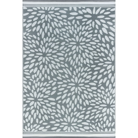 Tayse Sunset Area Rug SUN1103 Transitional Gray Repeated Blossoms 5' 11" x 8' 10" Rectangle