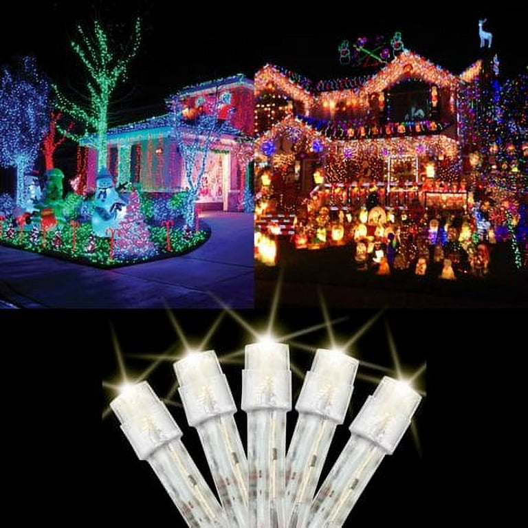 Morttic 33ft 100 LED White Christmas Lights 8 Modes Plug in Clear