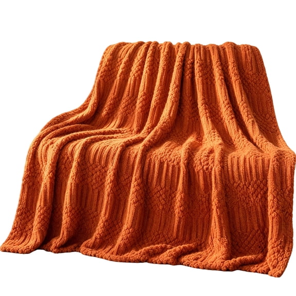 2026 Fall Winter Textured Knit Throw Blanket, Diamond Ribbed Knitted Decorative Couch Cover Blanket, Soft Cozy Bed Sofa Throw for Thanksgiving Christmas Home Farmhouse Decor