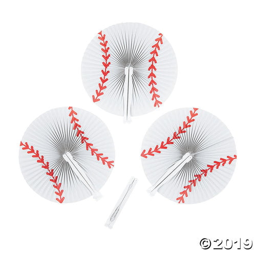 Baseball Accordion Paper Fans #FN100 Folds To Fit Pocket or Purse Lot of 6 