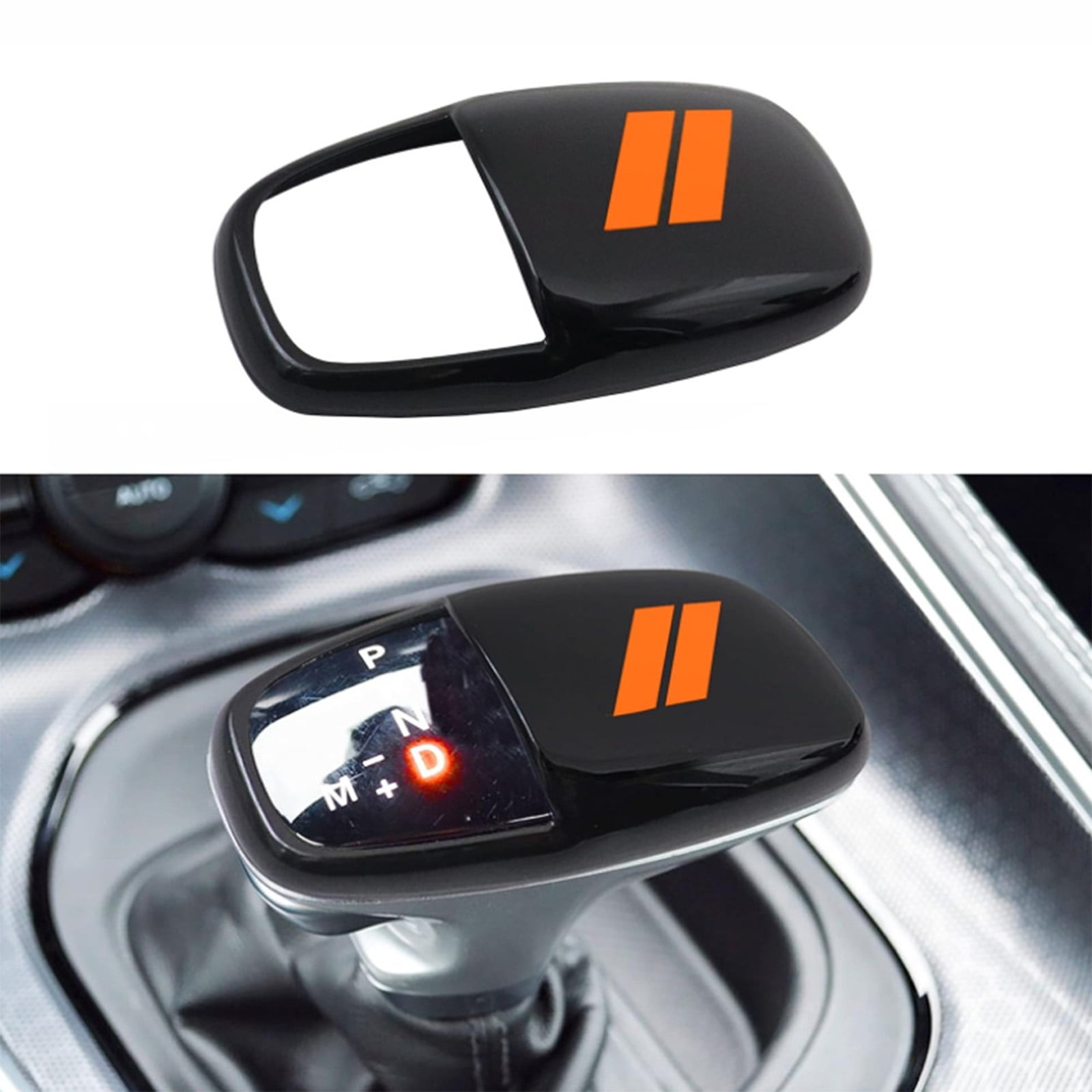 Gear Shift Knob Head Cover Trim For Dodge Challenger Charger 2015-2024 Interior Decoration Accessories For Durango 2016-2024 ABS -Challenger War Horse-Shift knob(all inclusive)-Black orange label