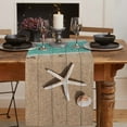 thumbnail image 2 of Table Runner Dresser Scarves 70 Inch Long, Coastal Ocean Starfish and Shell Sand Linen Dining Table Runners The Beach is My Happy Place Tabletop Scarf for Wedding Holiday Party Kitchen, 2 of 7