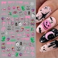 thumbnail image 3 of Cute Cartoon Skull Nail Stickers Scary Halloween Decoration Ghost Bat Evil Pumpkin Sliders For Manicure Blood Nail Decals GLF886 F800, 3 of 5