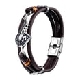 thumbnail image 1 of Pulsera de cuero de PU con guitarra, pulsera , regalo apilable, brazalete étnico marrón roca para cumpleaños y hombres, 1 of 8