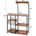 thumbnail image 2 of Costway 4-Tier Vintage Kitchen Baker's Rack Utility Microwave Stand w/ Basket & 5 Hooks, 2 of 10
