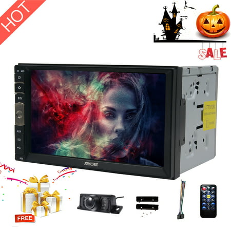 HD 1024*600 7 Inch Capacitive Touch Screen Audio (Mirror Link for GPS of Android Phone) Double 2 Din Bluetooth Car Stereo In Dash Video Auto radio Without DVD Player+Rear View (Best Car Stereo For Android Phone)