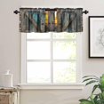 thumbnail image 3 of Barn Door Valance Curtain Rustic Wood Farmhouse Door Pattern Western Country Rod Pocket Valance Window Treatments 1 Panel Short Curtains for Kitchen Living Room Decor 54 x 18 in, 3 of 6
