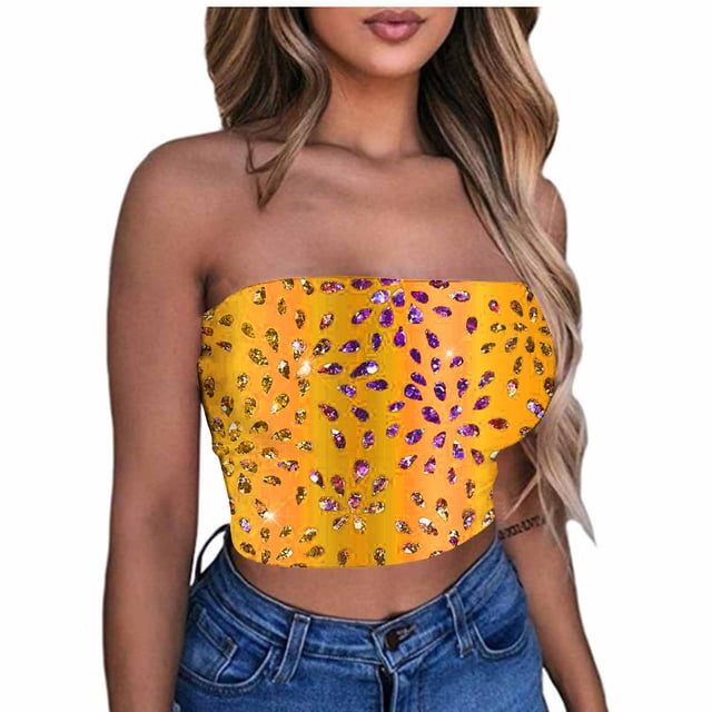 Birdeem Tube Tops Womens Printed Strapless Yoga Exercise Chest Wrap Pullover