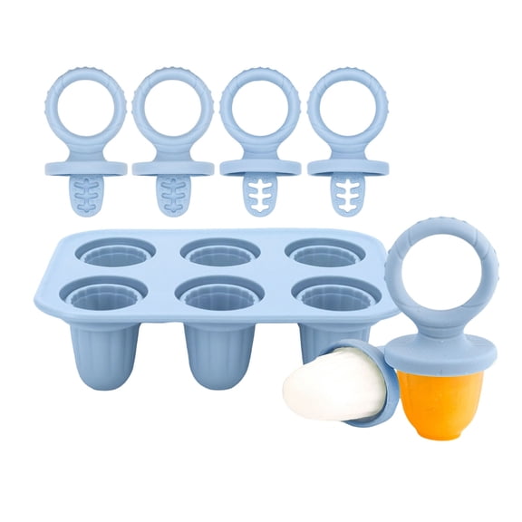 Eqslft Mini Silicone Molds for Kids, 6-Cavity Reusable Baby Ice Pop Molds with Sticks, Small Frozen Treats Maker for Homemade Ice Cream, Yogurt & Fruit Snacks