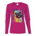 thumbnail image 3 of Funny Neon Pug | Dean Russo Art Animal Lover Womens Long Sleeve T-Shirt, Fuschia, X-Large, 3 of 6