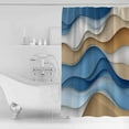 thumbnail image 4 of Small Stall Shower Curtain 36x78 Inch Narrow Half Size Ombre Blue Brown Bath Curtains Bathroom Decor Modernism Geometric Moire Waterproof Fabric Shower Curtain Set with Hooks 36 Inch, 4 of 6