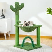 PAWZ Road Cactus Arbre à chat 35,4" pour chats de taille moyenne avec auto-toilette et hamac, vert