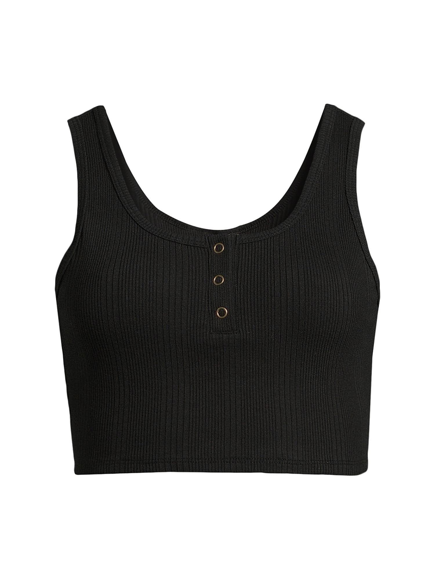 No Boundaries Crop Henley Tank Top, Women's and Women's Plus