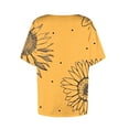 thumbnail image 6 of QQAMB Womens Tops Petal Sleeve Floral Printed Summer Trendy T-Shirt Casual Loose Square Neck Button Blouse Tees Yellow XL, 6 of 7